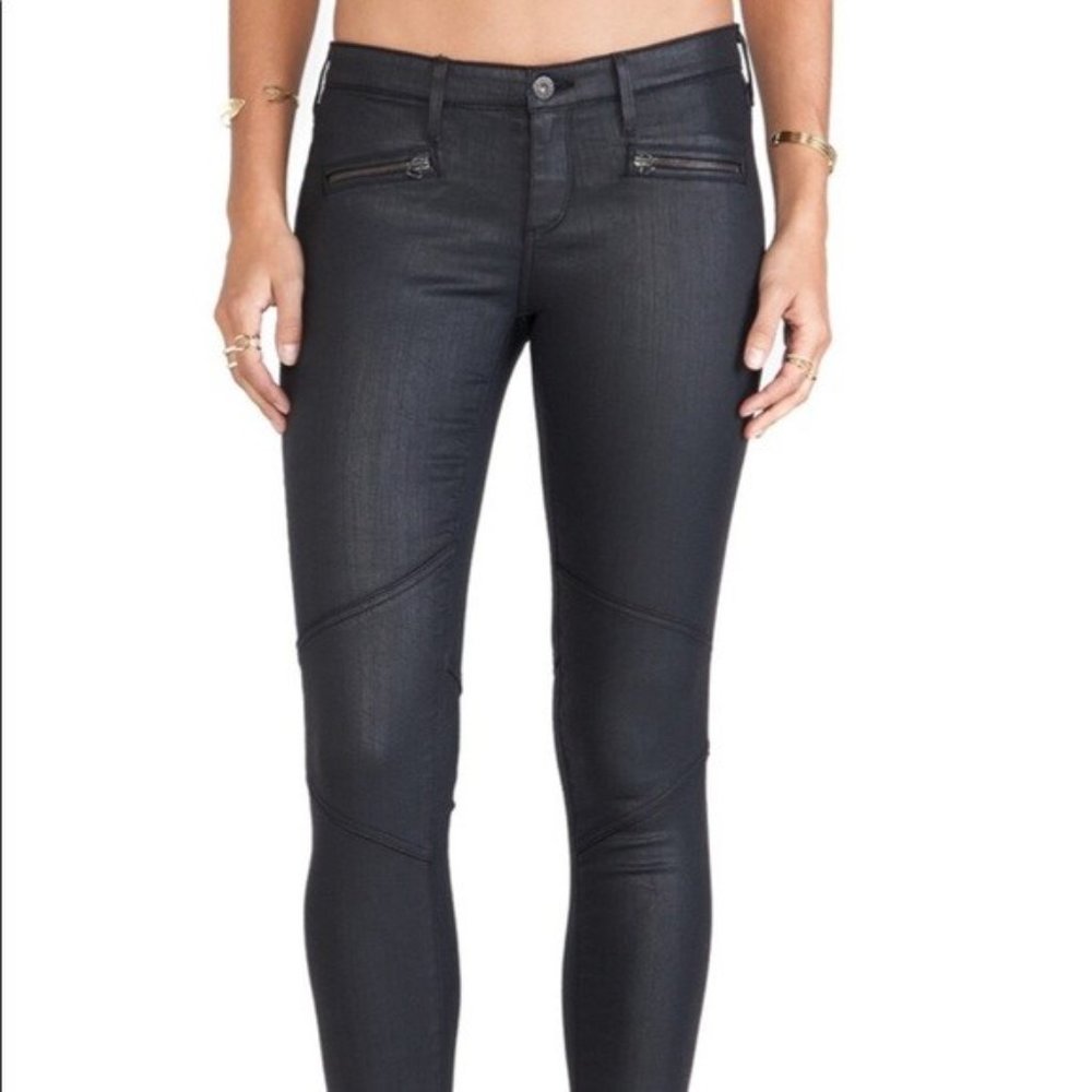 AG Adriano Goldschmied Blackslick Moto Zipper Legging 27R